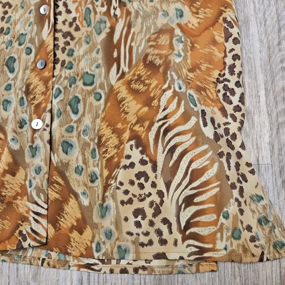 Vtg Impressions Leopard Cheetah Print Blouse Womens S Oversized Y2K 90s Boho - Picture 5 of 9